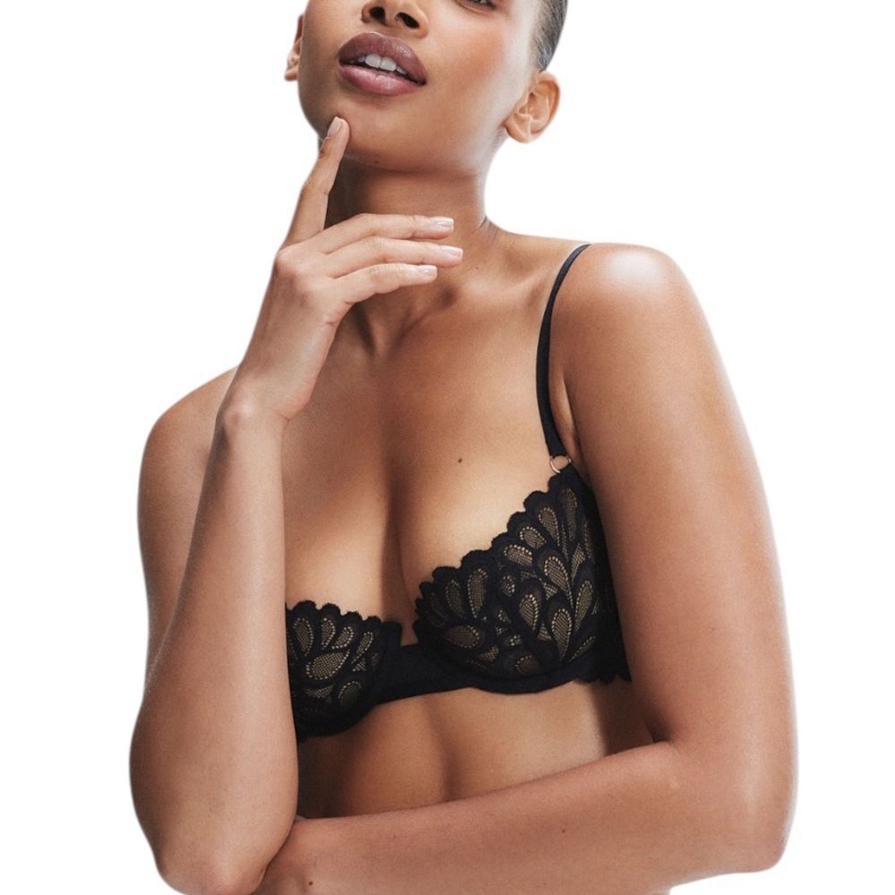 Savage X Fenty not sorry, black lace, balconette bra size 36D